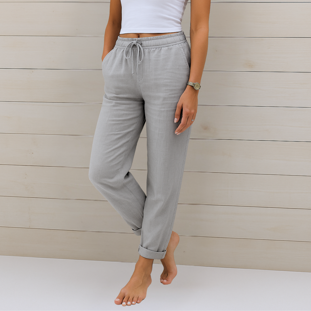 Maylora | Pantaloni din In Relax cu Siret