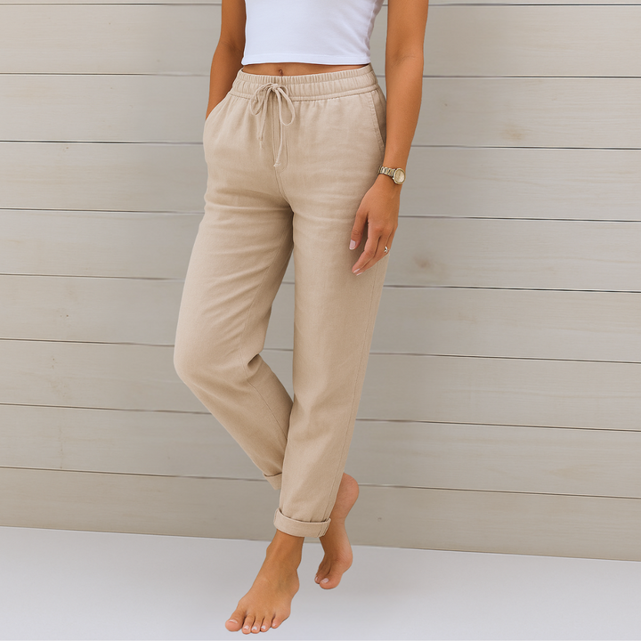 Maylora | Pantaloni din In Relax cu Siret