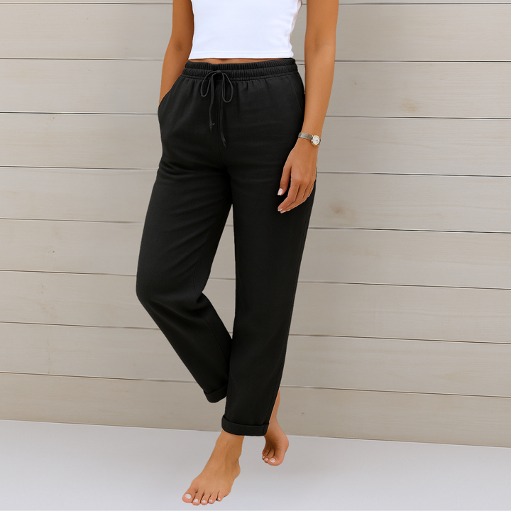 Maylora | Pantaloni din In Relax cu Siret
