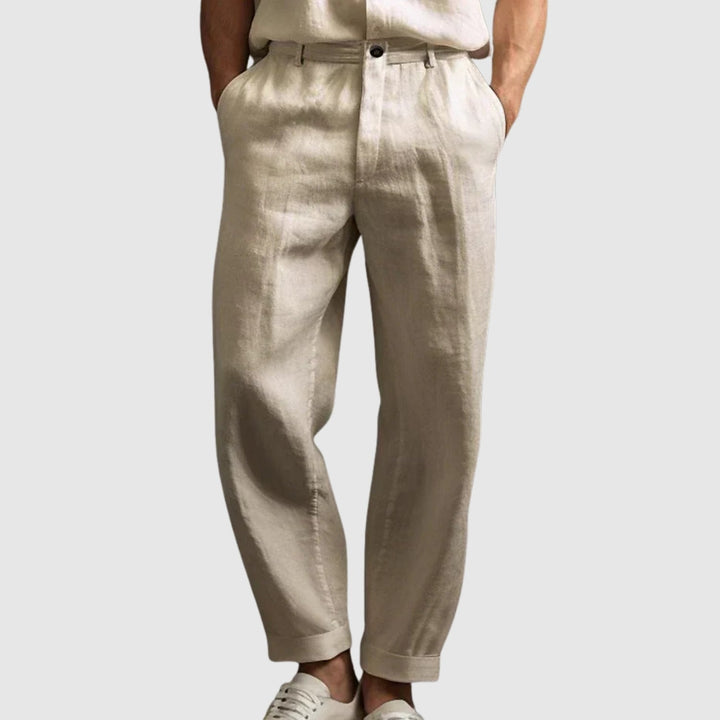 Tudor | Pantaloni de bumbac și in pentru vară
