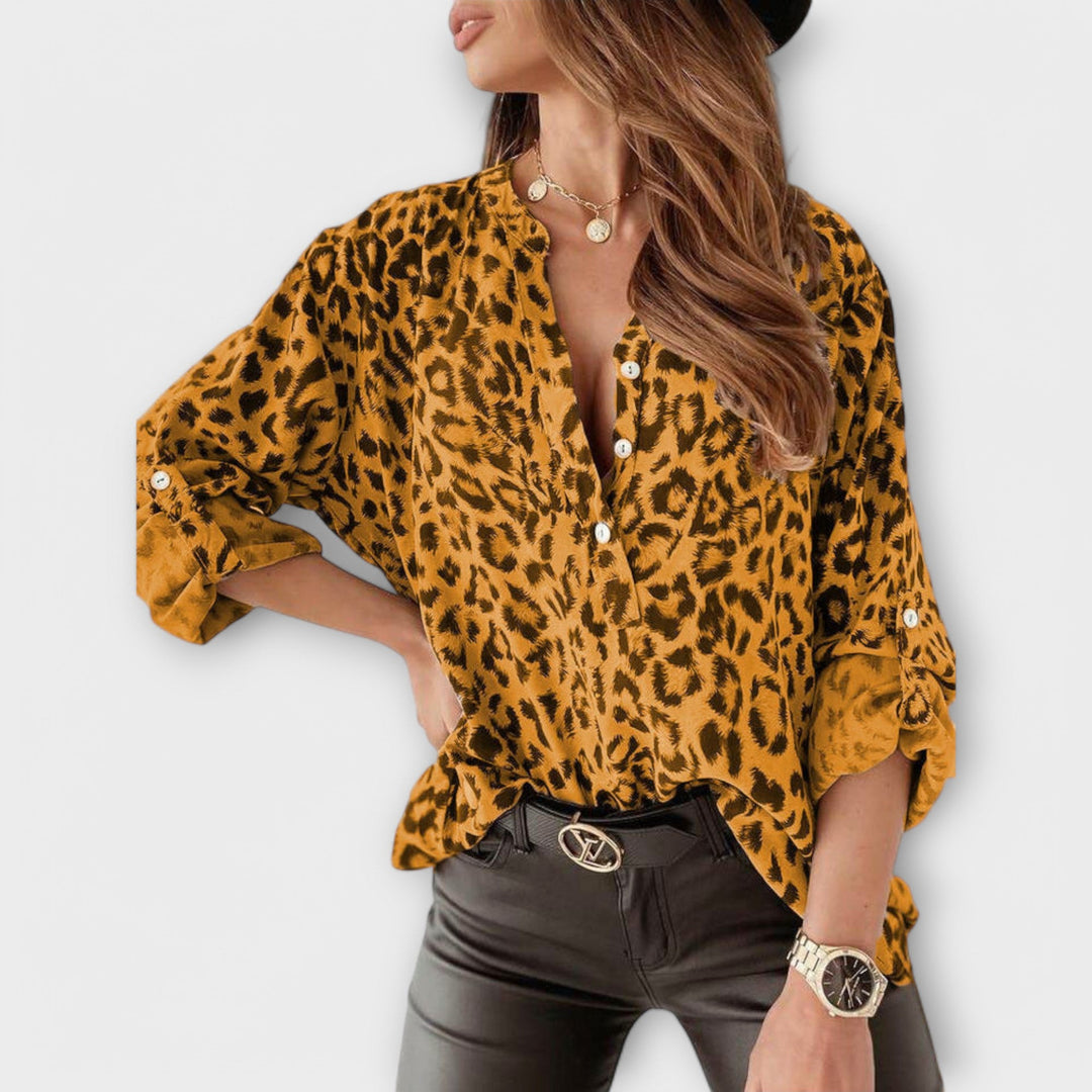 Bluză elegantă cu model leopard