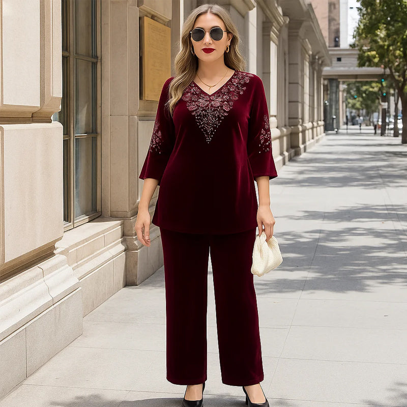 Elena | Ansamblu elegant din catifea în două piese
