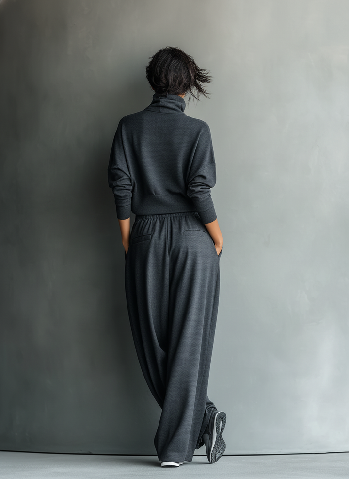 Ensemble Tricotat Pantaloni Largi