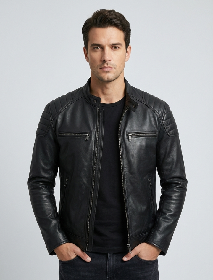 Luca – Geacă moto din piele cu design urban