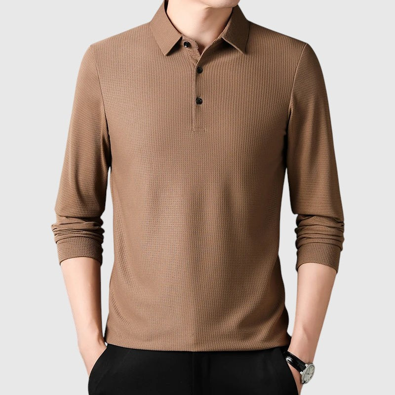 Lászlóffy - Cămașă polo elegantă pentru bărbați cu mânecă lungă