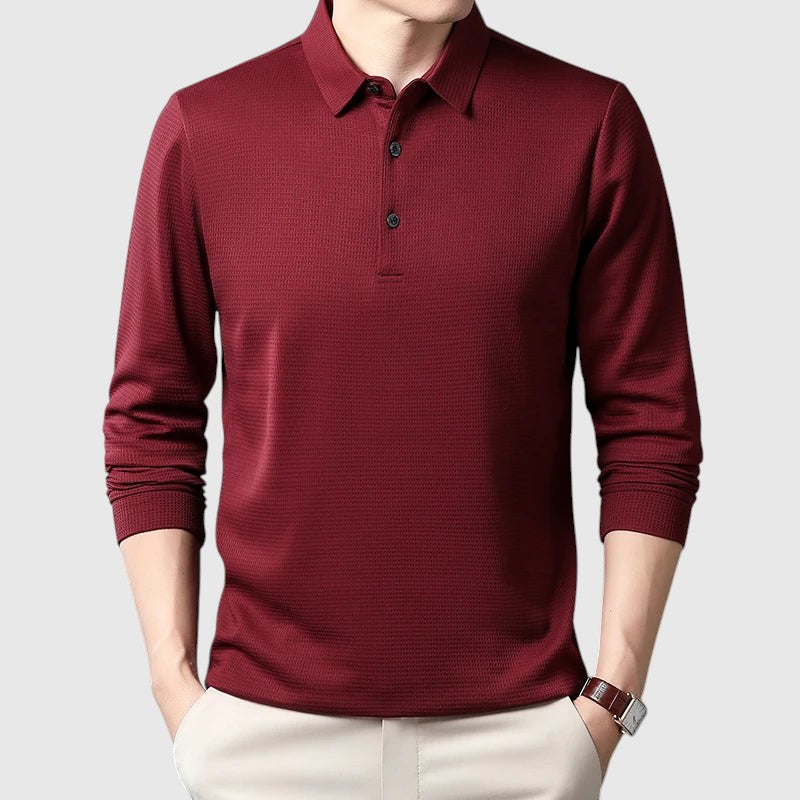 Lászlóffy - Cămașă polo elegantă pentru bărbați cu mânecă lungă