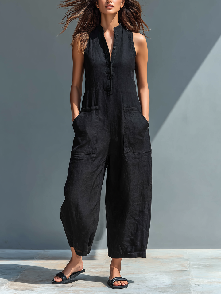 Salopetă din in fără mâneci