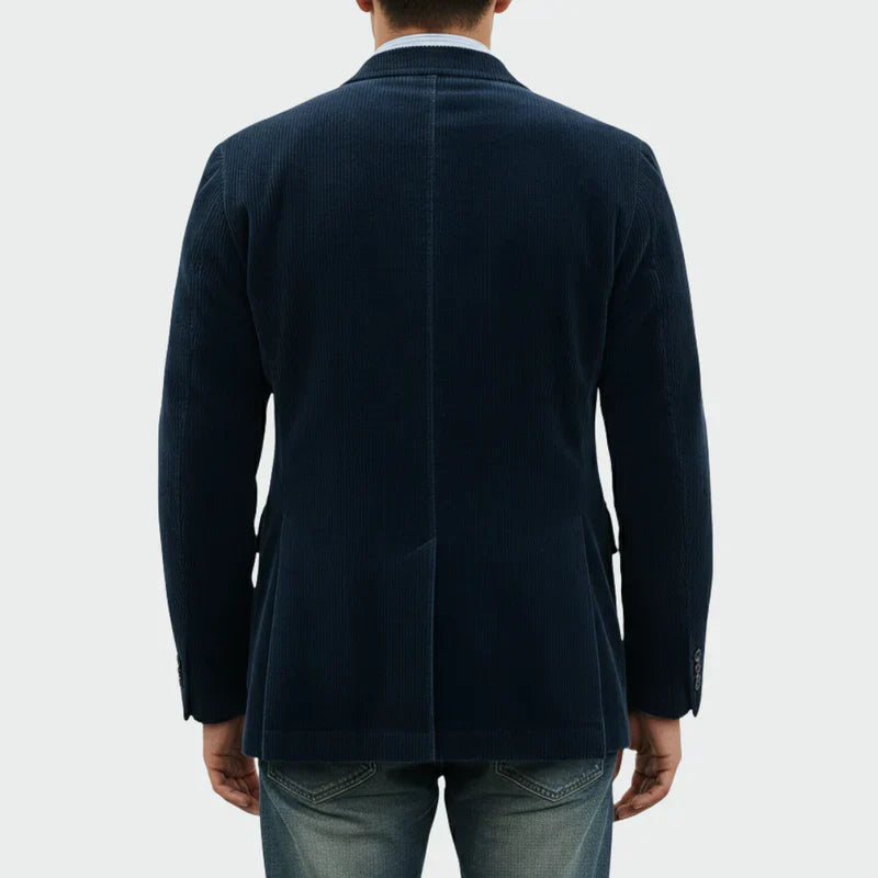 Arthur | Set Elegant Sacou + Vestă din Catifea în Dungi