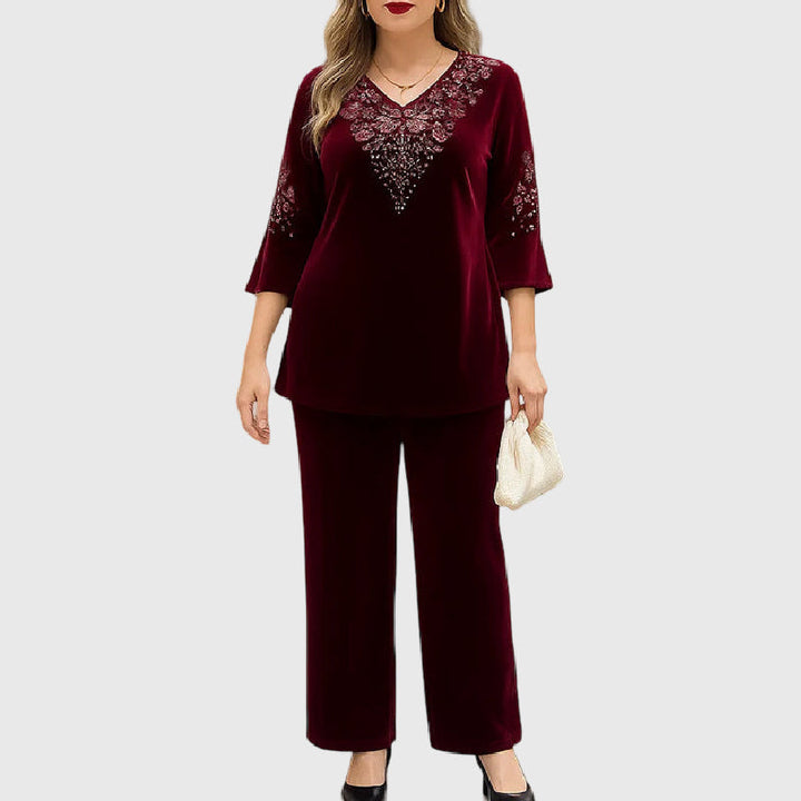 Elena | Ansamblu elegant din catifea în două piese