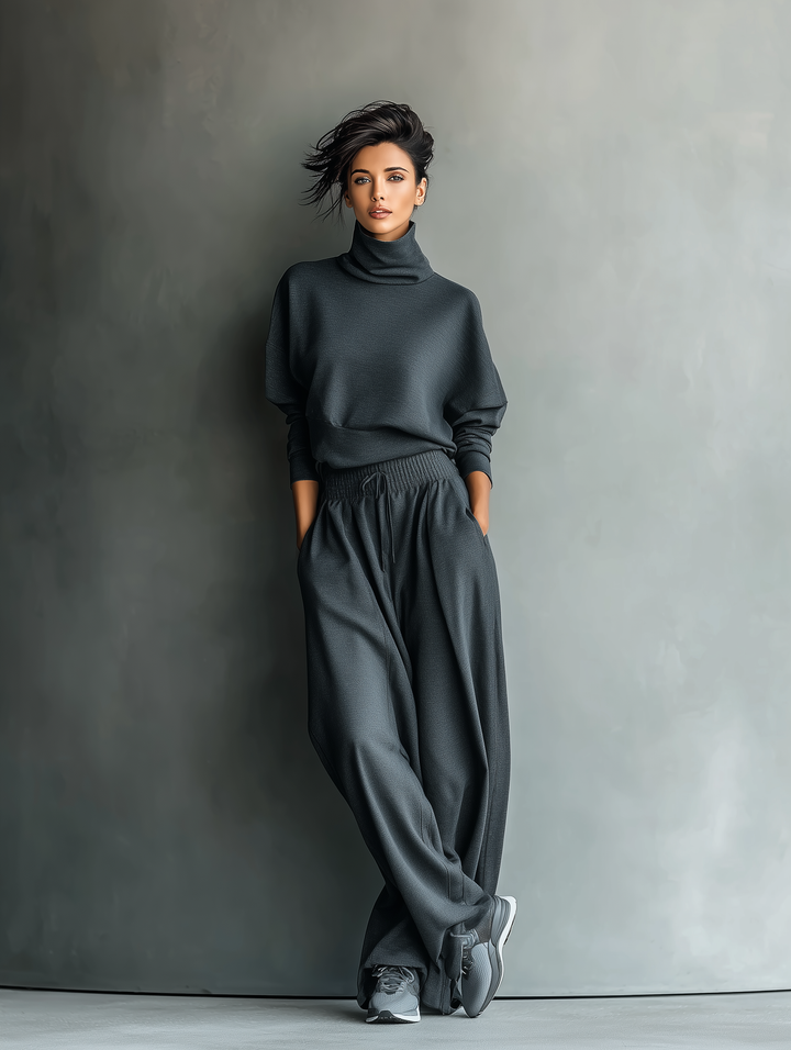 Ensemble Tricotat Pantaloni Largi