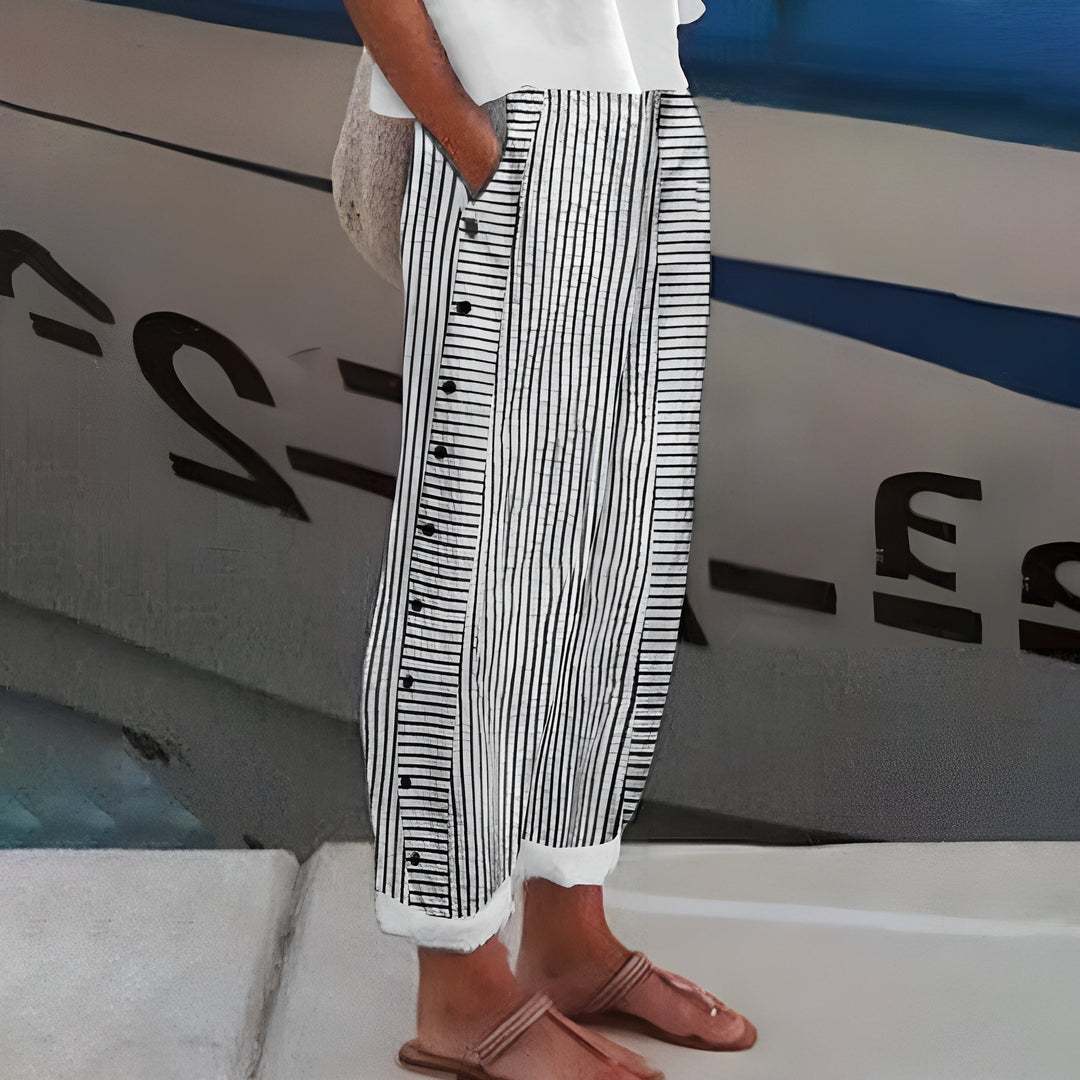 Dagny | Pantaloni Eleganți de Vară Stripe