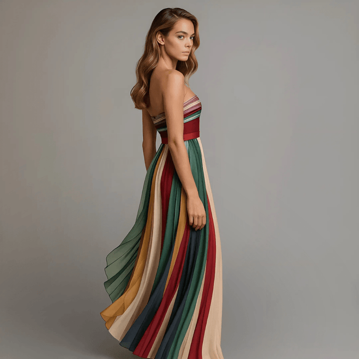 Rochie lungă colorată fără mâneci